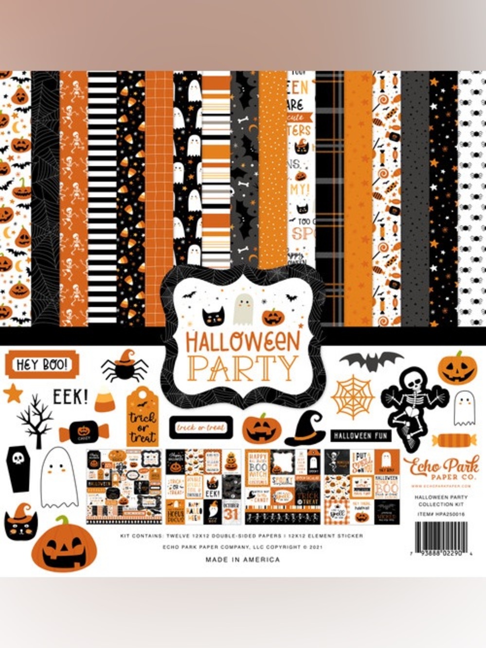 🎃👻 Echo Park Halloween Party Collection Kit - 12x12 Papers & Stickers 🕷️